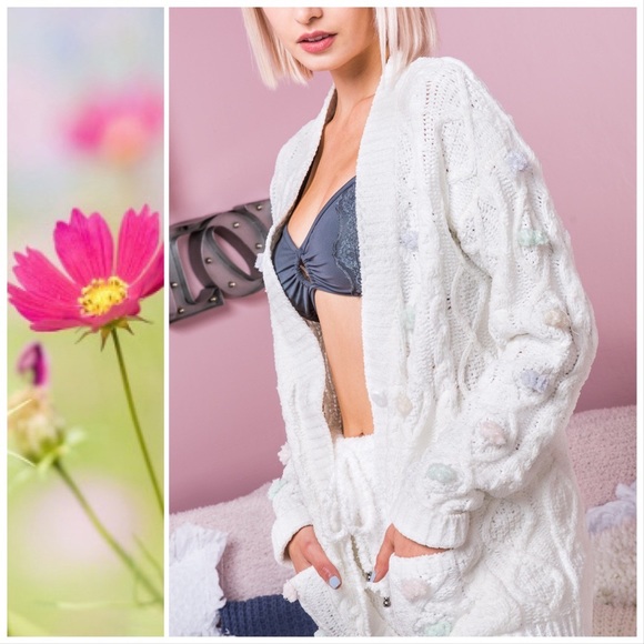 Snow White Ice Cream Chenille Cardigan - Picture 3 of 9